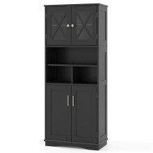Tall Bathroom Cabinet Large Floor Storage Cabinet-Black