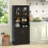 Costway Tall Bathroom Cabinet Large Floor Storage Cabinet-Black 4
