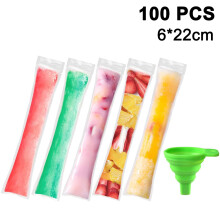100 Einweg-Eisbeutel für Eis am Stiel, BPA-frei, Gefrierröhrchen mit Reißverschluss, für gesunde Snacks, 6 x 22 cm