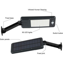 STÜCKE 60 LED Solarleuchten für den Außenbereich, wasserdicht IP65, LED-Wandleuchte mit Fernbedienung, kabellose Solar-Sicherheitsleuchten