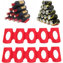 Flaschenhalter Kühlschrank Flaschenregal Flaschenständer Bierhalter Silikon, Stapelhilfe, fasst 15 Flaschen Dosenunterlage