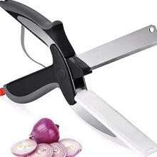 Küchen-Lebensmittelschneider, Zerkleinerer, 2-in-1, clevere Mehrzweck-Lebensmittelschere mit Schneidebrett, Küchen- und Haushaltsschere