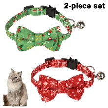 2er-Pack/Set Weihnachts-Katzenhalsband Breakaway mit süßer Fliege und Glöckchen für verstellbare Sicherheit für Haustierbedarf