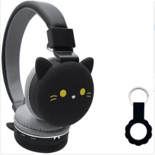 Schwarze Katze Cartoon Kopfhörer Drahtlose Kopfhörer Kinder Stereo Kopfhörer