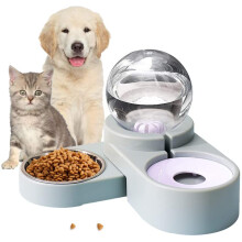 Futternapf-Set für Haustiere, Futter- und Wassernapf-Set für Katzen und Hunde, automatischer Wasserspender für Haustiere mit Futternapf (blau)