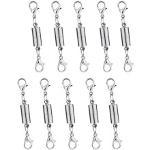 Set mit 10 silbernen magnetischen Karabinerverschlüssen für Schmuck, Halsketten, Armbänder