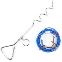 Hundepfahl, Anbindekabel und reflektierender Pfahl, Hundepfahl, Blau