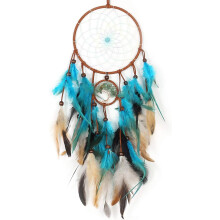 Handgefertigte Traumfänger aus Federn für Boho-Wanddekoration, Dekoration, Ornament, Festivalgeschenk (Blaugrün)