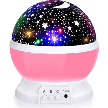 Mond- und Sternprojektor – USB-Kabel, LED-Nachtlicht für Dekoration, Schlafzimmer, Wohnzimmer, Mädchenzimmer (Pink)