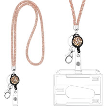 Kristall-Lanyard mit Metallschnalle und Schlüsselring, Strass-Umhängeband für Damen, Ausweis- und Schlüsselband