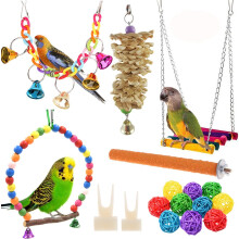12 Packungen Vogel Papagei Schaukel Kauspielzeug - Hängende Glocke Vögel Käfig Spielzeug