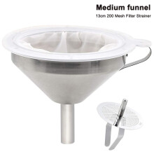 Küchentrichter aus Edelstahl mit Edelstahlsiebfilter und 13 cm 200 Mesh-Lebensmittelfiltersieb