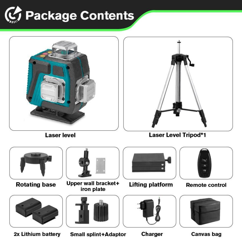 (16 Lines-1.5MTripod) Hgline 16 Lines 4d Laser Level Leveling Tool Power Display Automatic 360 Horizontal And Vertical Cross Laser Machine