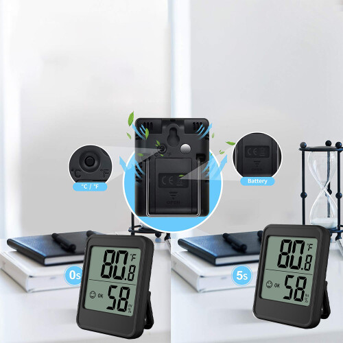 Stück Innenthermometer Digital Hygrometer - Schwarz 2