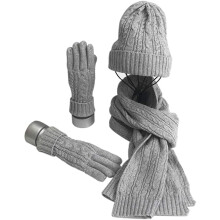 Mütze, Schal und Handschuh-Sets für Damen, weicher, warmer, langer Strickschal