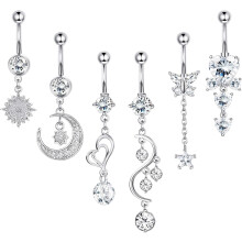 Stück 14G Bauchnabelringe baumeln für Frauen chirurgischer Stahl Nabelringe Körperpiercing Schmuck