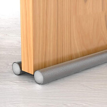 Zugluftstopper für unter die Tür, 94 cm, zuschneidbar und waschbar, Zugluftstopper für Doppeltüren, Grau