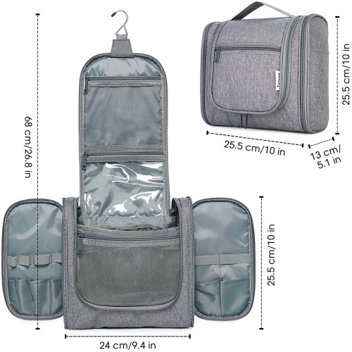 Reise-Kulturtasche zum Umhängen, A Grau (Groß) 1