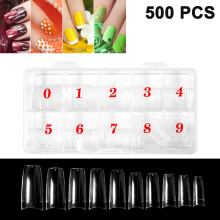 500 Stück transparente Nagelkunst-Kunstnägel, 10 verschiedene Größen, Kunstnägel