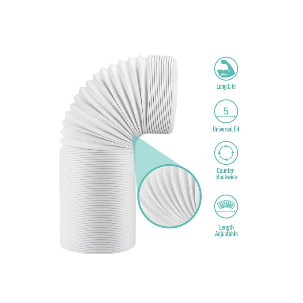 13CM Mobile Air Conditioner Hose Flexible PP Exhaust Pipe Kit Universal Extractor Exhaust Tube, Length 32-150cm