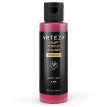 ARTEZA Craft Acrylic Paint A206 Berry Red 4fl oz (118 ml) Bottle Water-Based Blendable Matte Acrylic Paint for Art & DIY Outdoor Projects on Gla