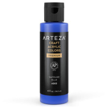 ARTEZA Craft Acrylic Paint A502 Sapphire Blue 4fl oz (118 ml) Bottles Water-Based Blendable Matte Acrylic Paints for Art & DIY Outdoor Projects