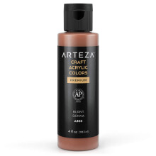 ARTEZA Craft Acrylic Paint A303 Burnt Sienna 4fl oz (118 ml) Bottle Water-Based Blendable Matte Acrylic Paint for Art & DIY Outdoor Projects on