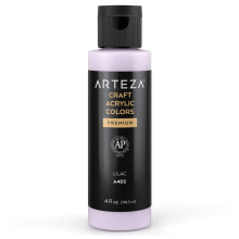 ARTEZA Craft Acrylic Paint A402 Lilac 4fl oz (118 ml) Bottles Water-Based Blendable Matte Acrylic Paints for Art & DIY Outdoor Projects on Glass