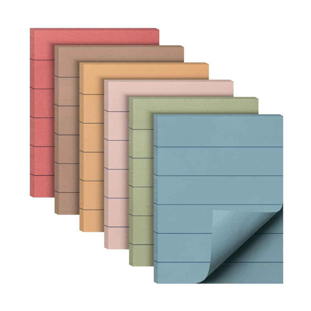 Mr. Pen- Lined Sticky Notes  1.5""x 2""  6 Pads  60 Sheets/Pad  Vintage Colors  Small Sticky Notes with Lines  Sticky Note Pads  Sticky Pads  Mini Sti-image-OPC-PHCKMK6-NEW