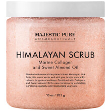 MAJESTIC PURE Himalaya roze zout bodyscrub met collageen en zoete amandelolie | Exfoli?ende bodyscrub voor huidverzorging Striae Acne Cellulitis | Bo