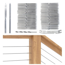 Muzata 80 stuks 1/8"" kabelrailbeslagset Swage Lag-schroeven links- en rechtshandige draad voor houten paal T316 roestvrijstalen dek kabelrailsysteem