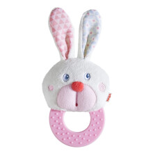 HABA Easter Bunny Teether and Grasping Toy for First Easter Gifts and Infant Easter Basket Stuffers Crinkle Toys for Baby and Teething Toy for 6-18