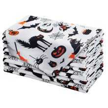 COTTON CRAFT Halloween stoffen servetten - Spooky Hocus Pocus dinerservetten - Set van 12 puur katoenen herbruikbare wasbare servetten - Halloween-de