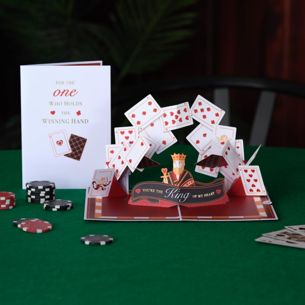 Lovepop Pop-Up-Karte Fr Jeden Tag Fr Sie Und Ihn 3D-Grukarten Mit Liebesmotiv Gewinnende Hand Des Spieldecks 12,7 X 17,8 Cm Leere Noti-image
