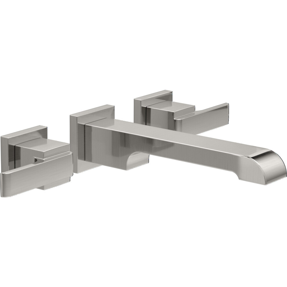 Photos - Tap Hidden Part Delta Faucet Ara Wall Mount Faucet Bathroom Faucet Brushed Nickel Wall Mount Bathroom Faucet 3 Hole Widespread Bathroom Fauc