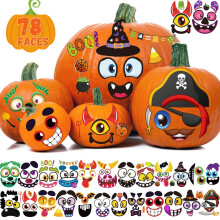 Halloween-pompoenstickers 78PCS Pompoendecoratiesets Pompoengezichtsstickers Jack O Lantern-stickers Kinderen Peuters Tieners Gunsten Halloween-t