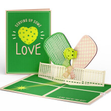 Biglietto d'auguri pop-up Lovepop per lei, lui, donna e uomo - Biglietti d'auguri 3D 5"""" x 7"""" - Pickleball che serve un po' d'amore - Biglietto