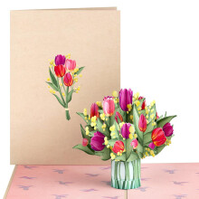 Lovepop alledaagse pop-up kaart voor haar en hem - 3D lente wenskaarten voor jongens meisjes mannen vrouwen - vrolijke tulpen - 5"" x 7"" bloemenkaart
