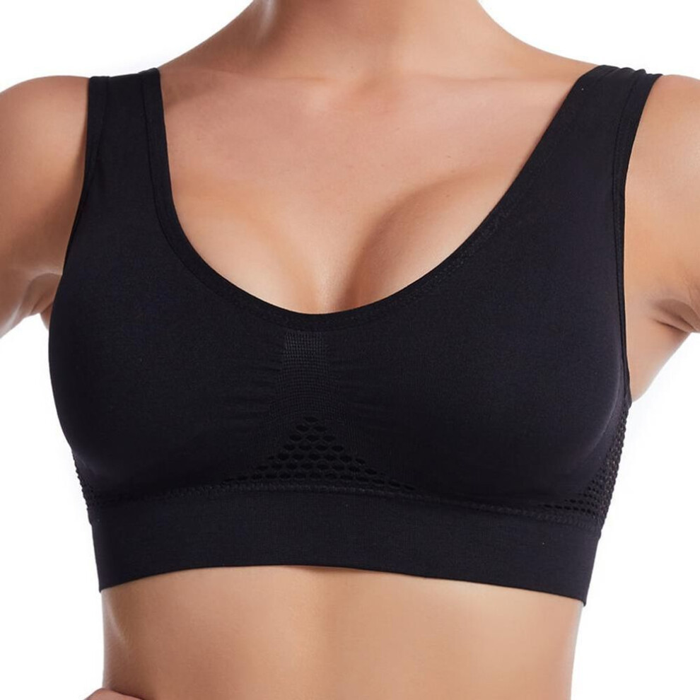 (black, S) Seamless Women Sports Bras Fitness Gym Running Underwear Shockproof Bra Breathable without Underwire Bralette Plus Size Crop Top Yoga Bra