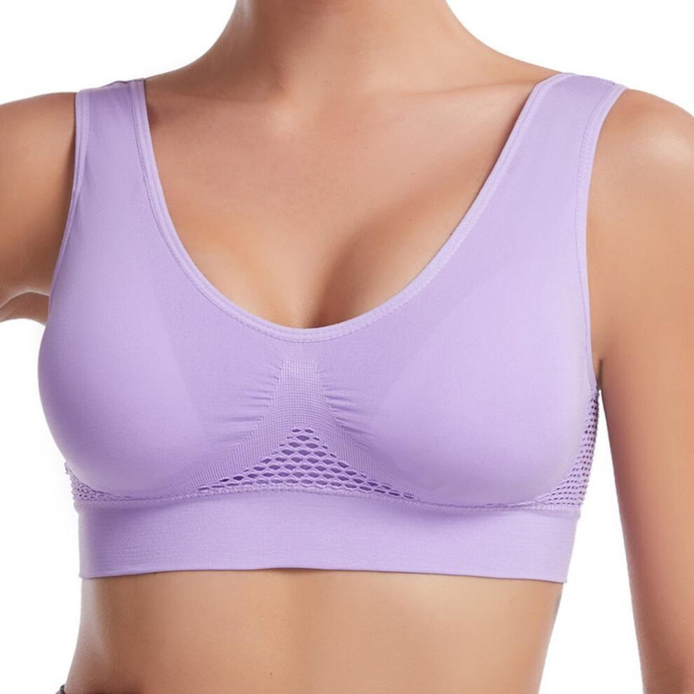 (light purple, L) Seamless Women Sports Bras Fitness Gym Running Underwear Shockproof Bra Breathable without Underwire Bralette Plus Size Crop Top Yoga Bra