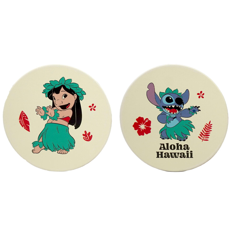 Disney Half Moon Bay Lilo And Stitch Ceramic Coaster Set | Ceramic Coasters With Lilo And Stitch | Drinks Coasters & Table Coasters | Lilo And Stitch
