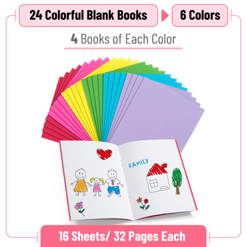 Mr. Pen- Colorful Blank Books 4,2"""" x 5,5"""" 32 sider 24-pak Blanke notesbger til brn Mini-notesbger til brn Mini-journal til studerende Blank 1