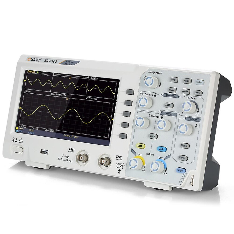 (As Show, One Size) Owon Sds1102 Oscilloscope Oscillometer Digital Storage Oscilloscope 2Ch 100Mhz 1Gs/S 7-Inch Lcd Disp 6909775638682