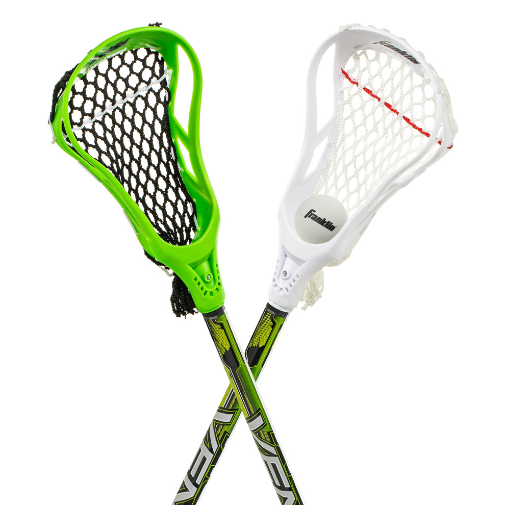 Franklin Sports Future Champs 2 Player Youth Lacrosse Sticks + Ball Set - Kids 32"" Inch Beginner Backyard Practice Lax Sticks + Lightweight Soft Lacr