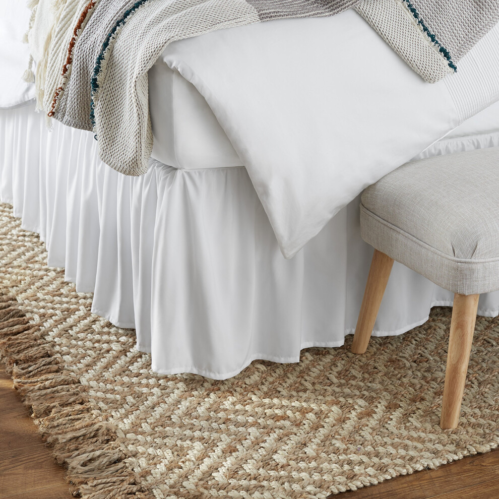 Amazon Basics Lightweight Ruffled Bed Skirt  Classic Style  Soft and Stylish 100% Microfiber With 16"" Drop  Full  White  Solid