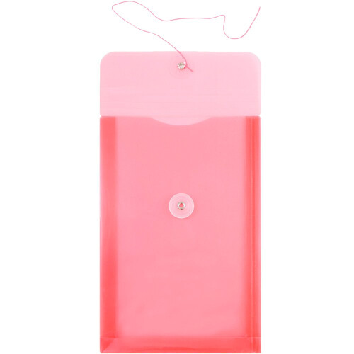 JAM PAPER Plastic Envelopes with Button & String Tie Closure - 6 1/4 x 9 1/4 - Red - 12/Pack 1