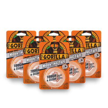 Gorilla Tough & Clear Dubbel Sidig Monteringstejp, 1" x 60", Klar, (Pack om 6)