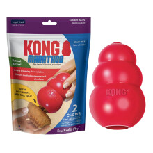 KONG Classic Stuffable Dog Toy & KONG Marathon Chicken-Flavored Treats (2 Pack) - Fetch & Chew Toy for Dogs - With Dog Toy Filler Treat - For Hours of