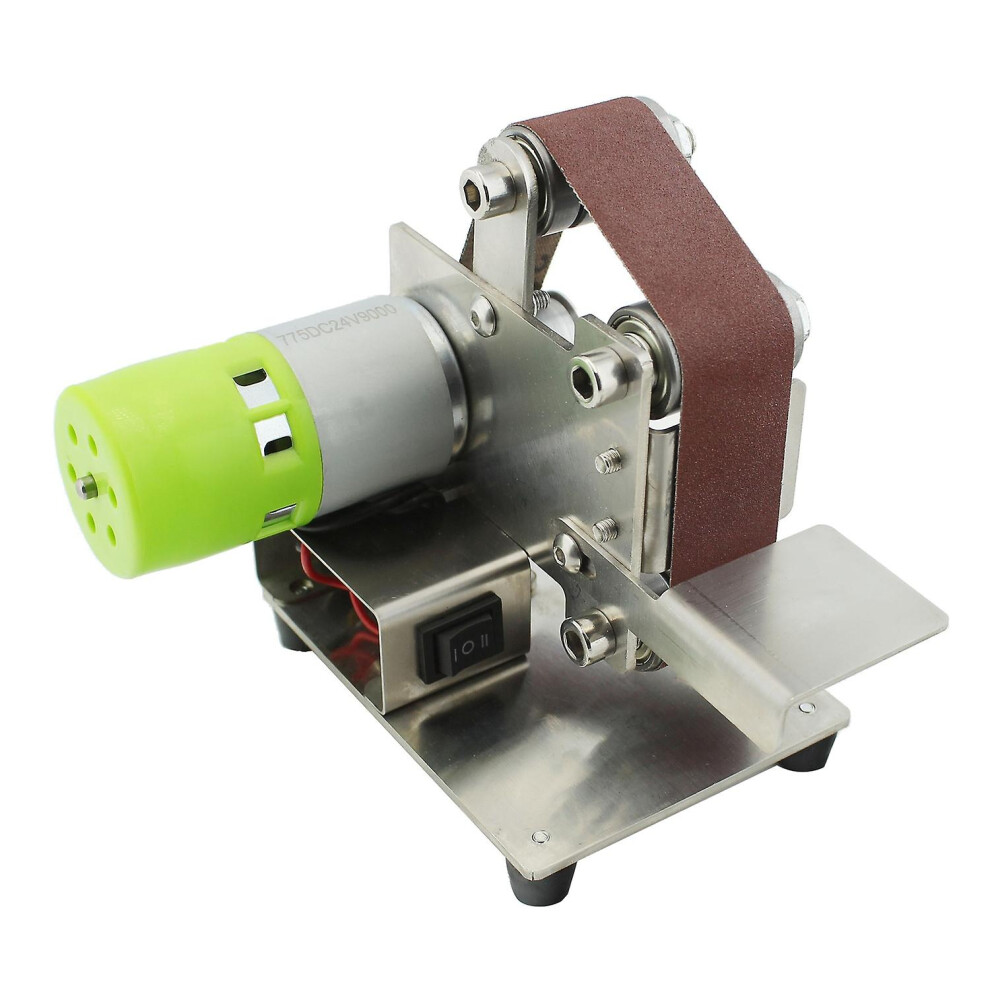 (Au Plug - 30Mm Belt, Silver) Mini Belt Sander Electric Sanding Polishing Grinding Machine 7 Variable Speed With 10 Sanding Belts 6909775621295