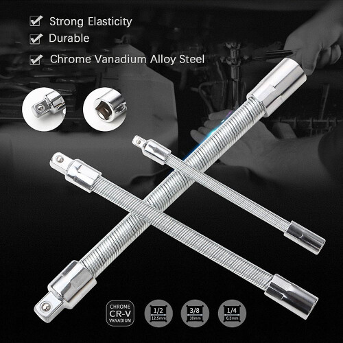 (As show, One size) 3Pcs Flexible Socket Extension Cables 1/4 3/8 1/2 Flex Socket Extension Bar Set Drive Light Impact E 2